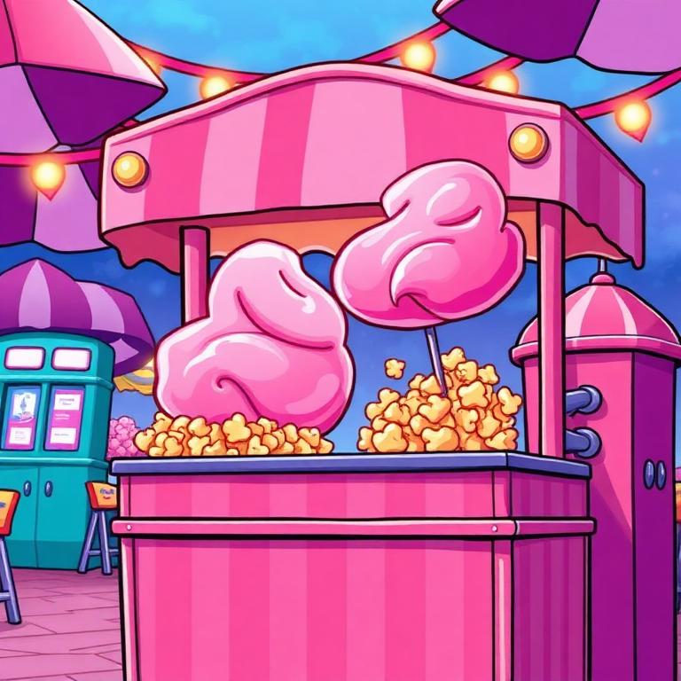 Suikerspin en popcorn illustratie