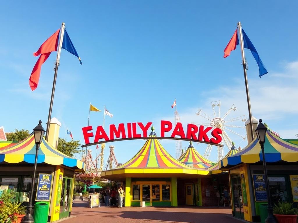 Vrolijke ingang van een familiepretpark